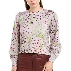 Joie Verna Floral Cashmere Blend Sweater Lilac Purple Women's Size Small NEW